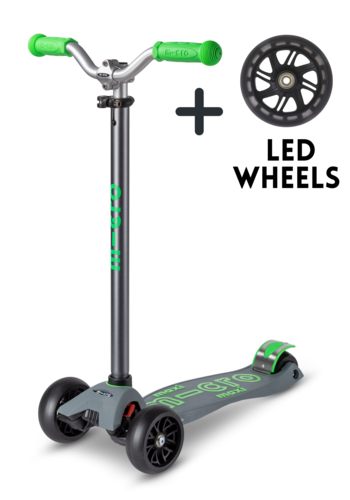 Micro Maxi Micro scooter Pro Grey/Green + LED wheels