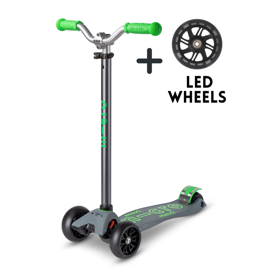 Maxi Micro scooter Deluxe Pro - 3-wheel children's scooter - Grey/Green - combi deal