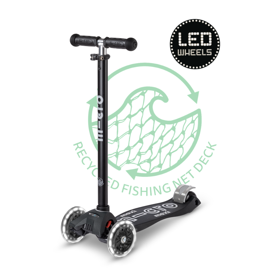 Maxi Micro scooter Deluxe ECO LED - 3-wheel children's scooter - Black