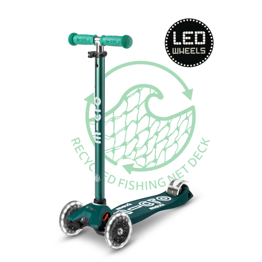 Maxi Micro scooter Deluxe ECO LED - 3-wheel children's scooter - Green