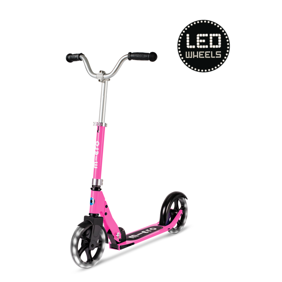 Micro Cruiser LED - 2-wiel vouwstep kind - 200mm wielen - Roze