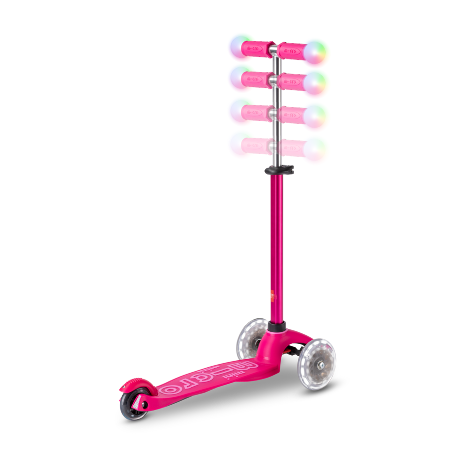 Micro Mini2Grow scooter Deluxe Magic LED - 3-wheel children's scooter - 4in1 - Pink