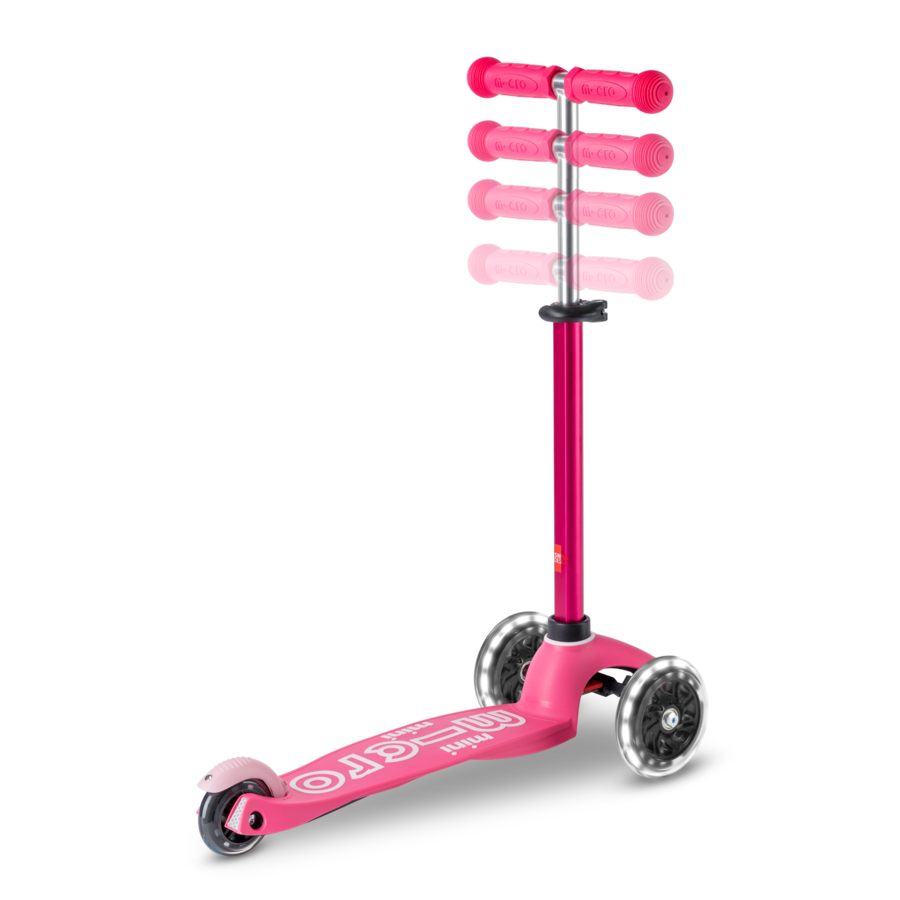 Mini Micro step Deluxe Push LED - 3-wiel kinderstep - 3in1 - Roze