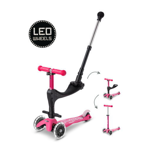 Micro Mini Micro scooter 3in1 Deluxe Push LED Pink