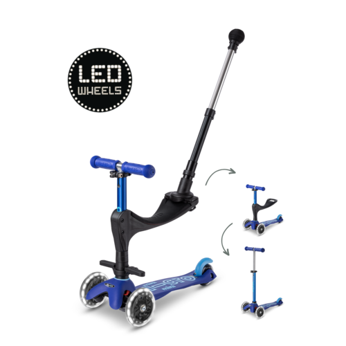 Micro Mini Micro scooter 3in1 Deluxe Push LED Blue