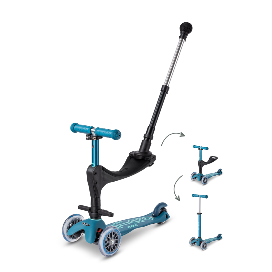 Mini Micro scooter Deluxe Push - 3-wheel children's scooter - 3in1 - Ice Blue