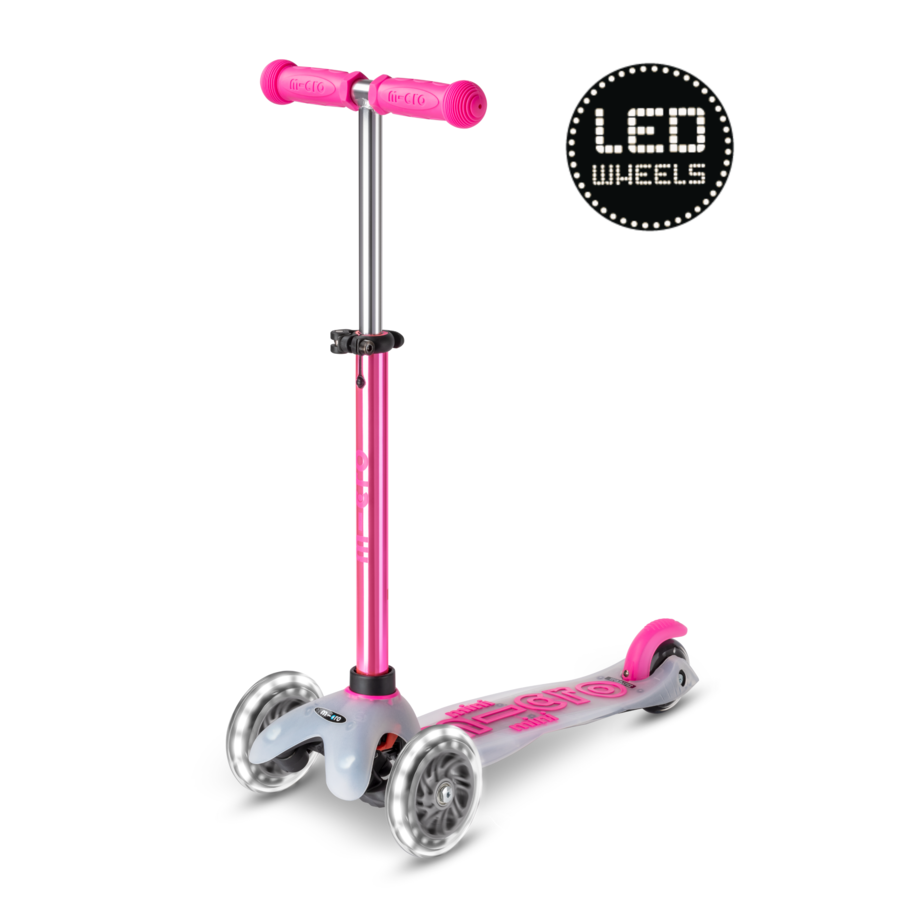 Mini Micro step Deluxe Flux Neochrome LED - 3-wiel kinderstep - Roze