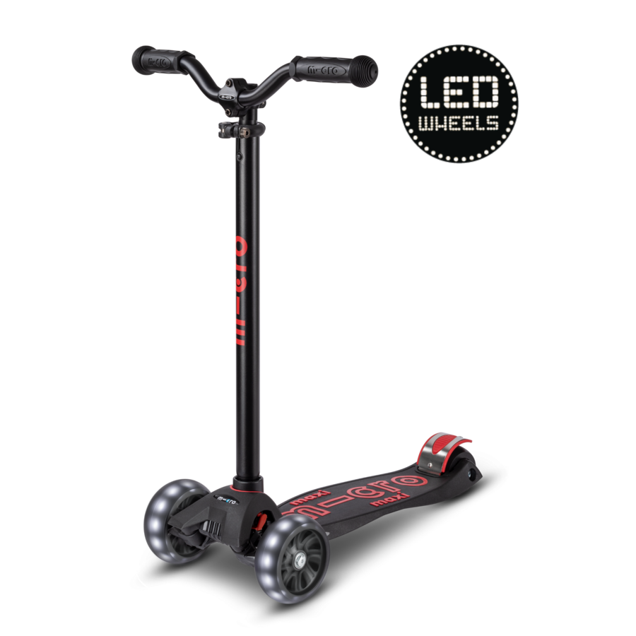 Maxi Micro scooter Deluxe Pro LED - 3-wheel children's scooter - Black/Red