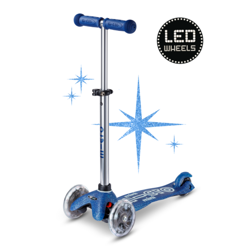 Micro Mini Micro step Deluxe Glitter LED blauw