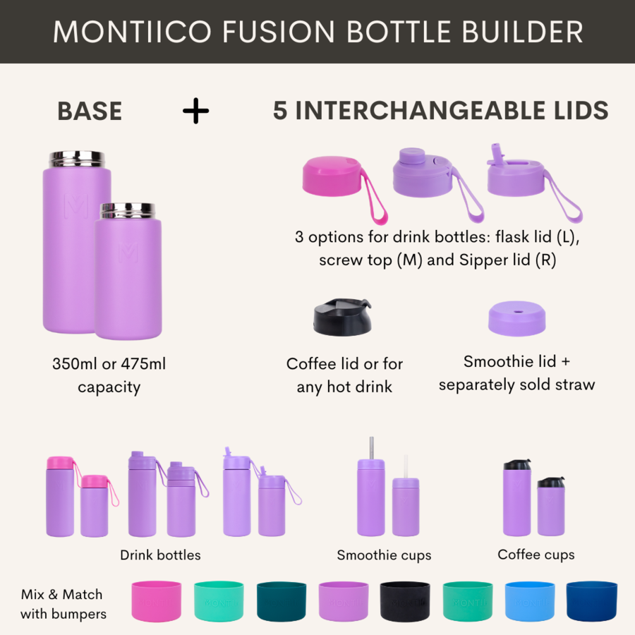 MontiiCo Fusion Universele Thermos Fles 350 ml - klein - zonder dop