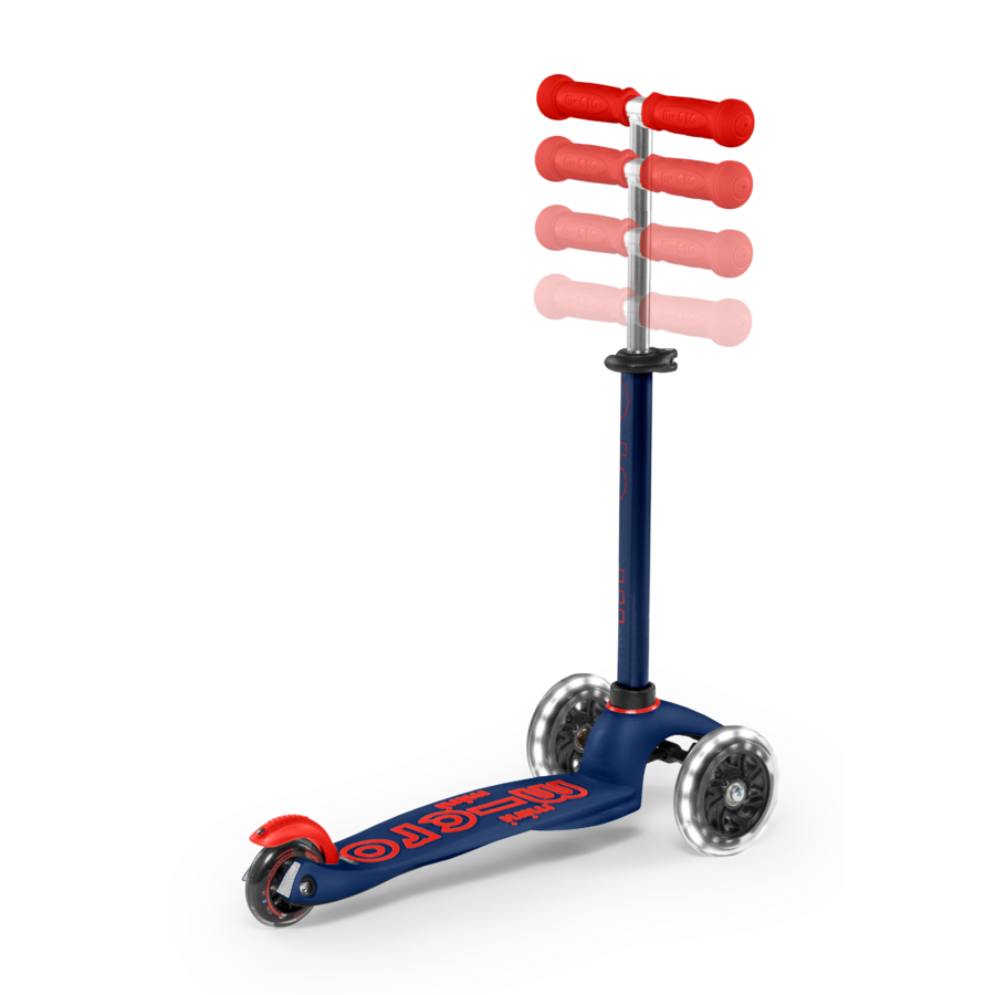 Mini Micro scooter Deluxe LED - 3-wheel children's scooter - Navy Blue/Red