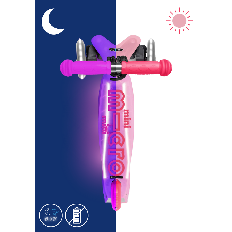 Mini Micro scooter Deluxe Glow Plus LED - 3-wheel children's scooter - Frosty Pink