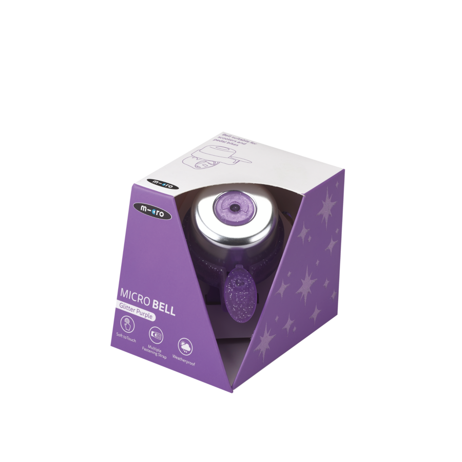 Micro Bell - suitable for all scooters and bikes - easy attachment - Glitter Purple