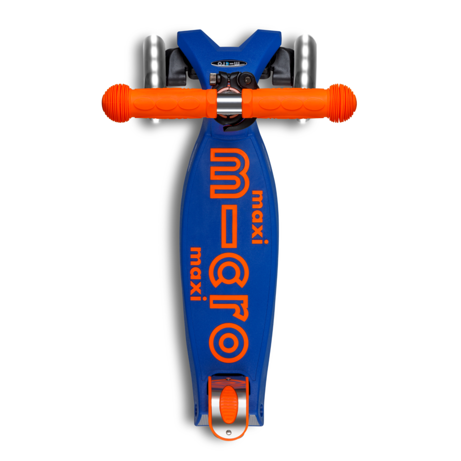 Maxi Micro scooter Deluxe foldable LED - 3-wheel children's scooter - Blue Orange Neon