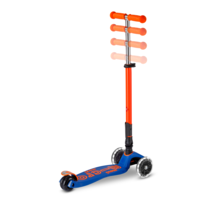 Maxi Micro scooter Deluxe foldable LED - 3-wheel children's scooter - Blue Orange Neon