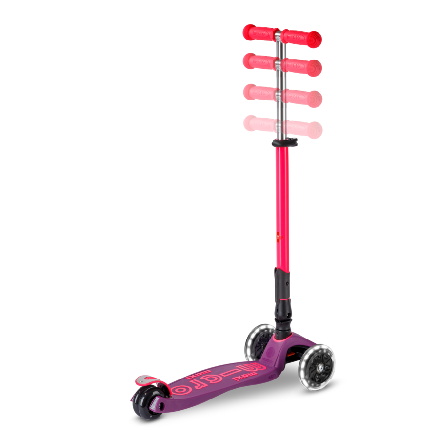 Maxi Micro step Deluxe inklapbaar LED - 3-wiel kinderstep - Paars Roze Neon