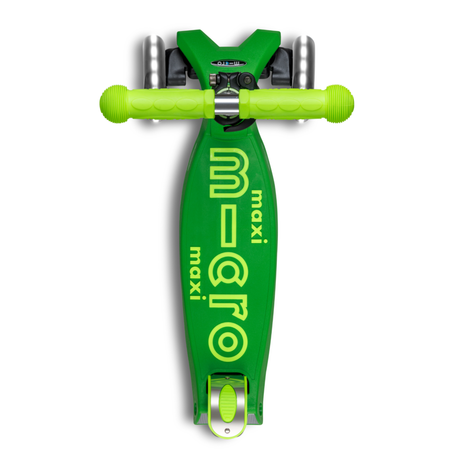 Maxi Micro scooter Deluxe foldable LED - 3-wheel children's scooter - Yellow Green Neon