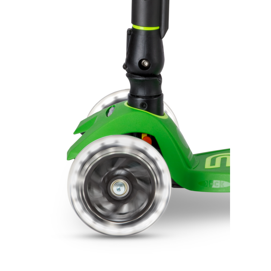 Maxi Micro scooter Deluxe foldable LED - 3-wheel children's scooter - Yellow Green Neon