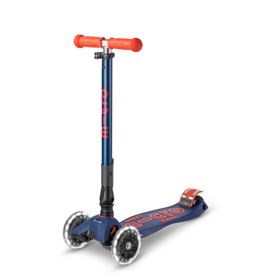 Maxi Micro step Deluxe inklapbaar LED - 3-wiel kinderstep - Marineblauw