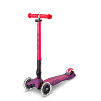 Maxi Micro scooter Deluxe foldable LED - 3-wheel children's scooter - Purple Pink Neon