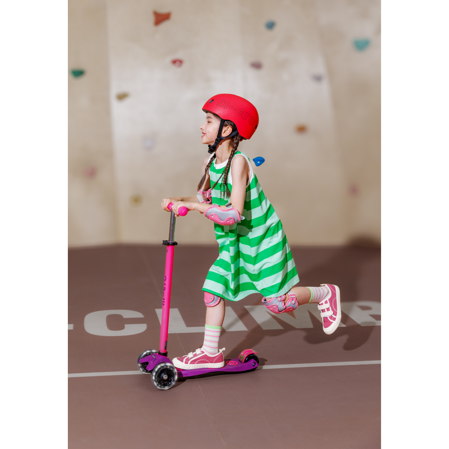 Maxi Micro scooter Deluxe LED - 3-wheel children's scooter - Purple Pink neon