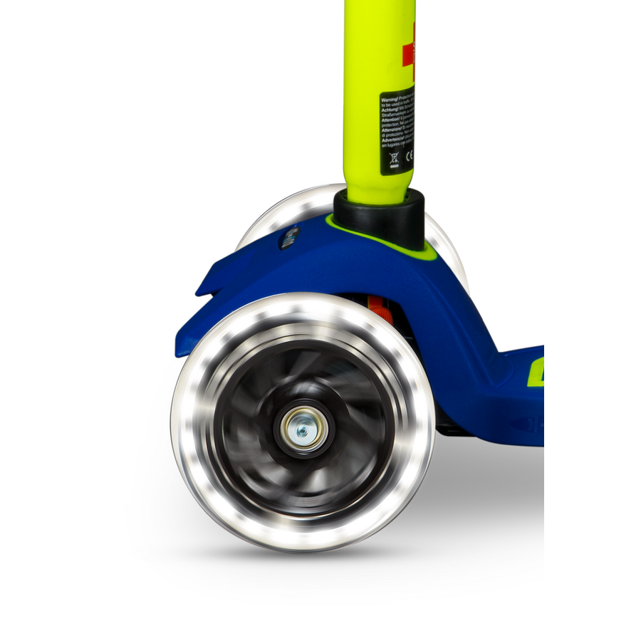 Maxi Micro scooter Deluxe LED - 3-wheel children's scooter - Blue Yellow neon