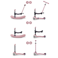 Mini Micro 6in1 Rock & Go LED Pink - multifunctional: rocker, ride-on, scooter - Pink