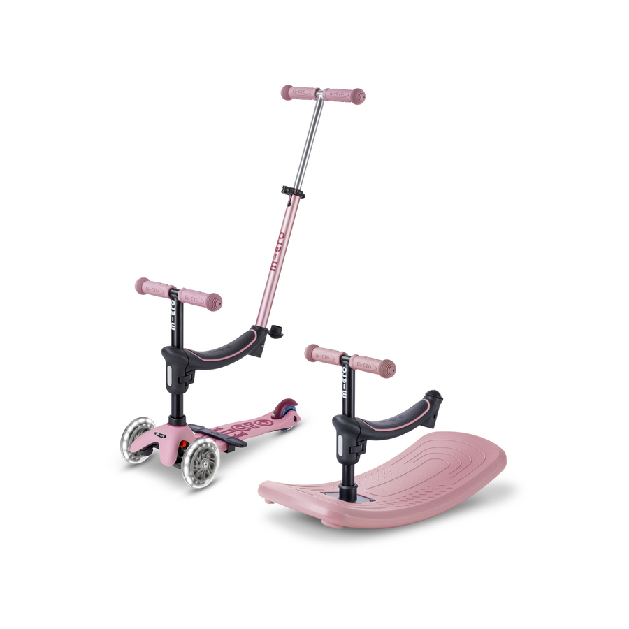 Mini Micro 6in1 Rock & Go LED Pink - multifunctional: rocker, ride-on, scooter - Pink