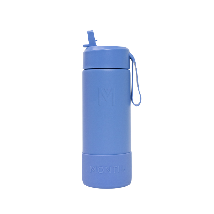 MontiiCo thermo Drinkfles Sipper - 475 ml - RVS - met draagriem, RVS rietje en bumper - Fusion range