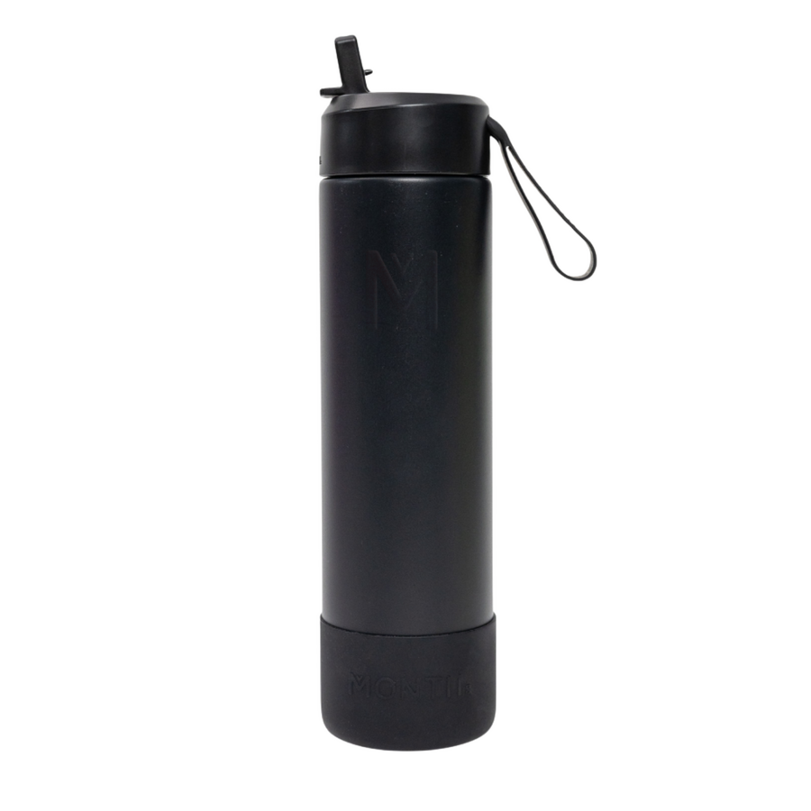 MontiiCo thermo Drinkfles Sipper - 700 ml - RVS - met draagriem, RVS rietje en bumper - Fusion range
