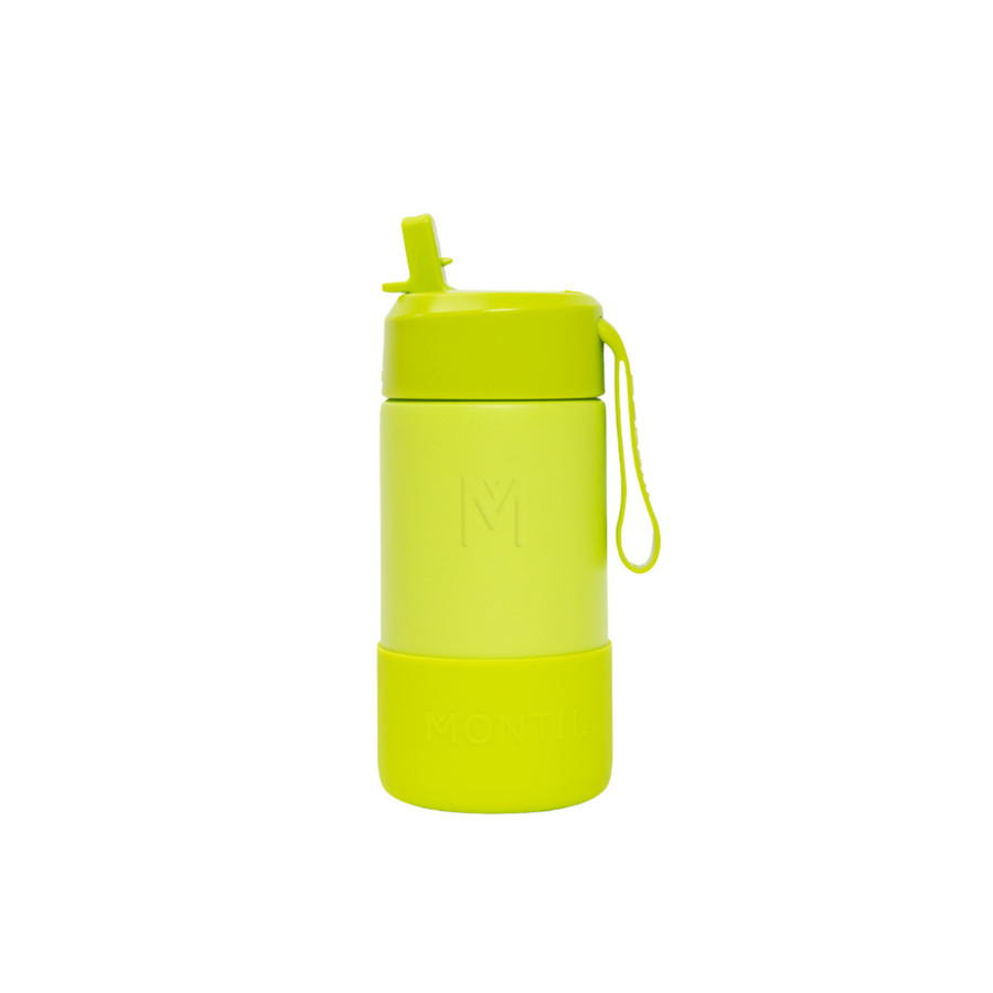MontiiCo thermo Drinkfles Sipper - 350 ml - RVS - met draagriem, RVS rietje en bumper - Fusion range