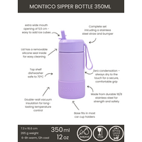 MontiiCo Thermo Drink Bottle Sipper – 350 ml – Stainless Steel – with carry strap, stainless steel straw and bumper – Fusion range
