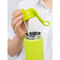 MontiiCo thermo Drinkfles Sipper - 350 ml - RVS - met draagriem, RVS rietje en bumper - Fusion range