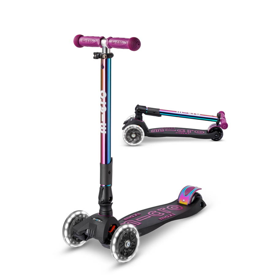 Maxi Micro scooter Deluxe foldable LED - 3-wheel children's scooter - Neochrome Purple