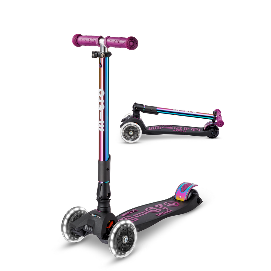 Maxi Micro step Deluxe inklapbaar LED - 3-wiel kinderstep - Neochrome paars