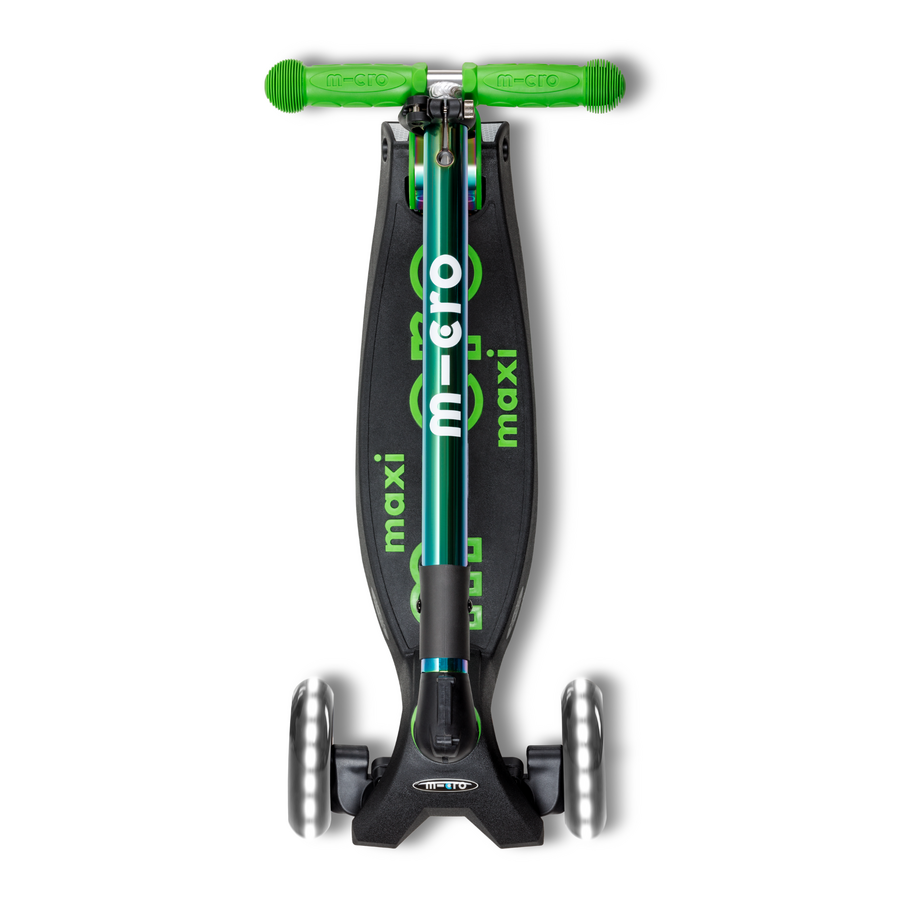 Maxi Micro scooter Deluxe foldable LED - 3-wheel children's scooter - Neochrome Green