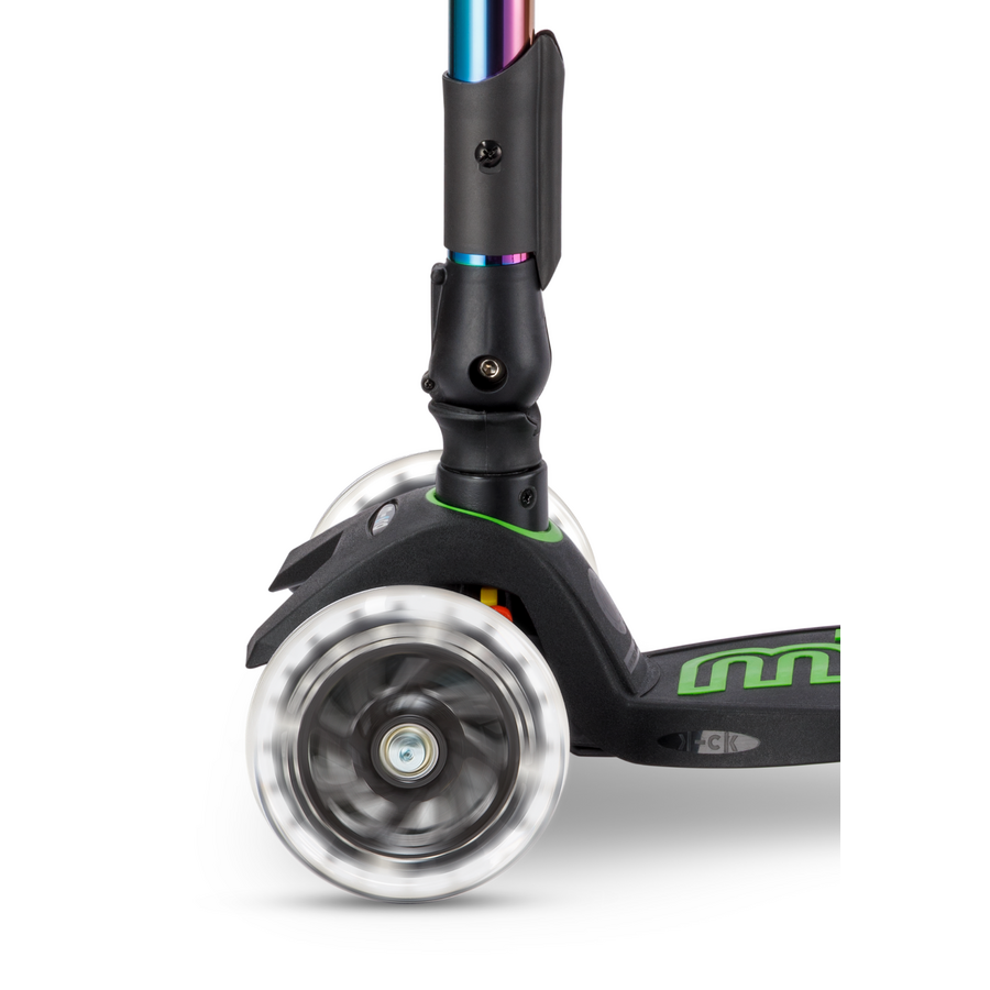 Maxi Micro scooter Deluxe foldable LED - 3-wheel children's scooter - Neochrome Green