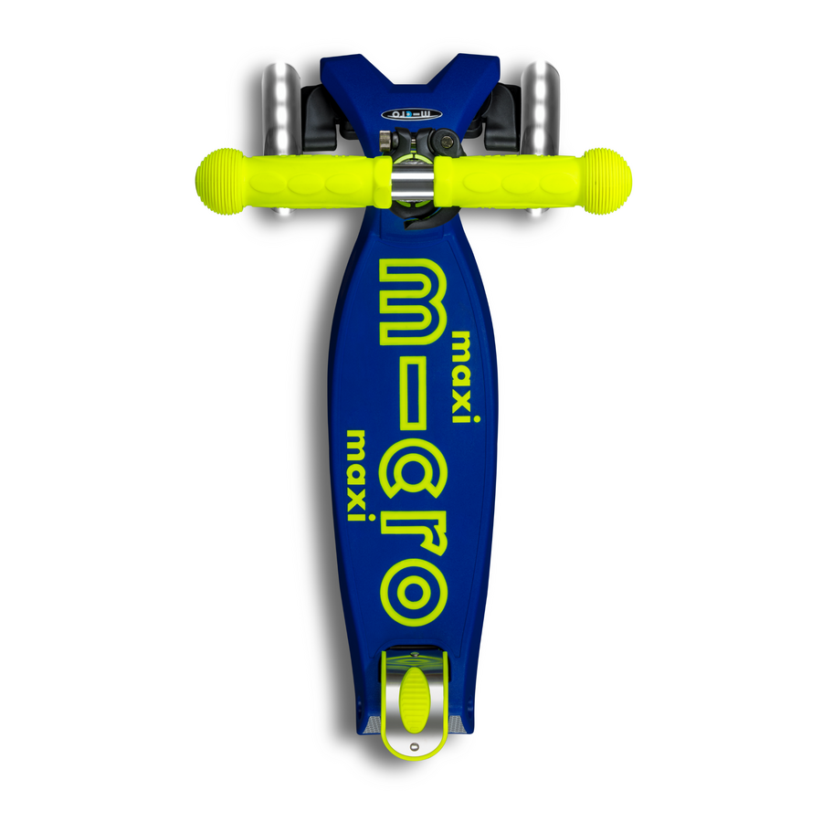 Maxi Micro scooter Deluxe foldable LED - 3-wheel children's scooter - Blue Canary Yellow Neon