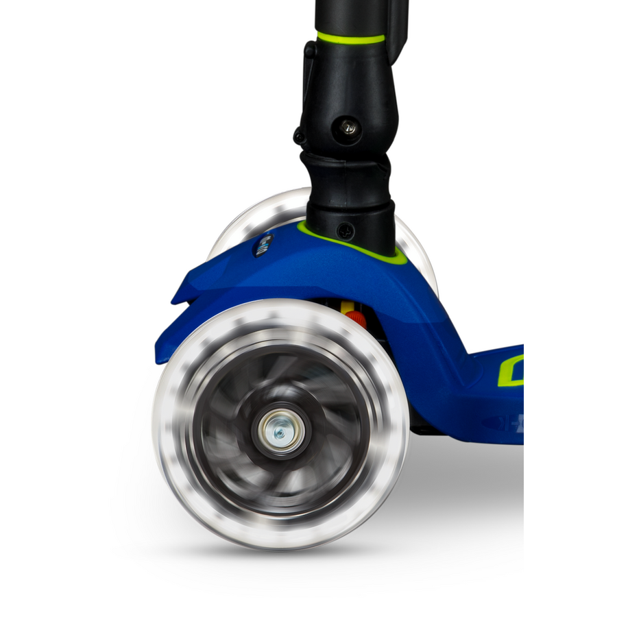 Maxi Micro scooter Deluxe foldable LED - 3-wheel children's scooter - Blue Canary Yellow Neon
