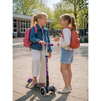 Maxi Micro scooter Deluxe foldable LED - 3-wheel children's scooter - Neochrome Purple