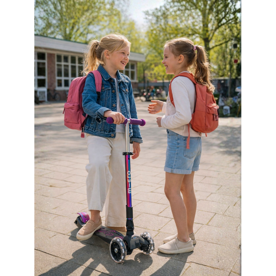 Maxi Micro step Deluxe inklapbaar LED - 3-wiel kinderstep - Neochrome paars