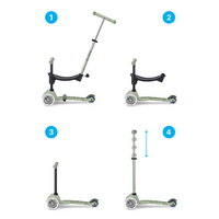 Micro Mini2Grow scooter Deluxe 2.0 LED - 3-wheel children's scooter - 4in1 - Olive green