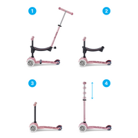 Micro Mini2Grow scooter Deluxe 2.0 LED - 3-wheel children's scooter - 4in1 - Dusty pink