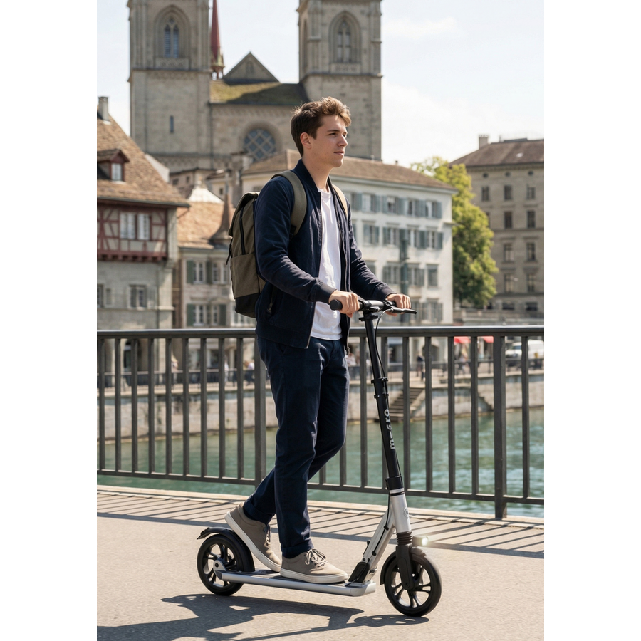 Micro Suburb Reloaded - 2-wheel foldable scooter - hand brake - front light - Grey