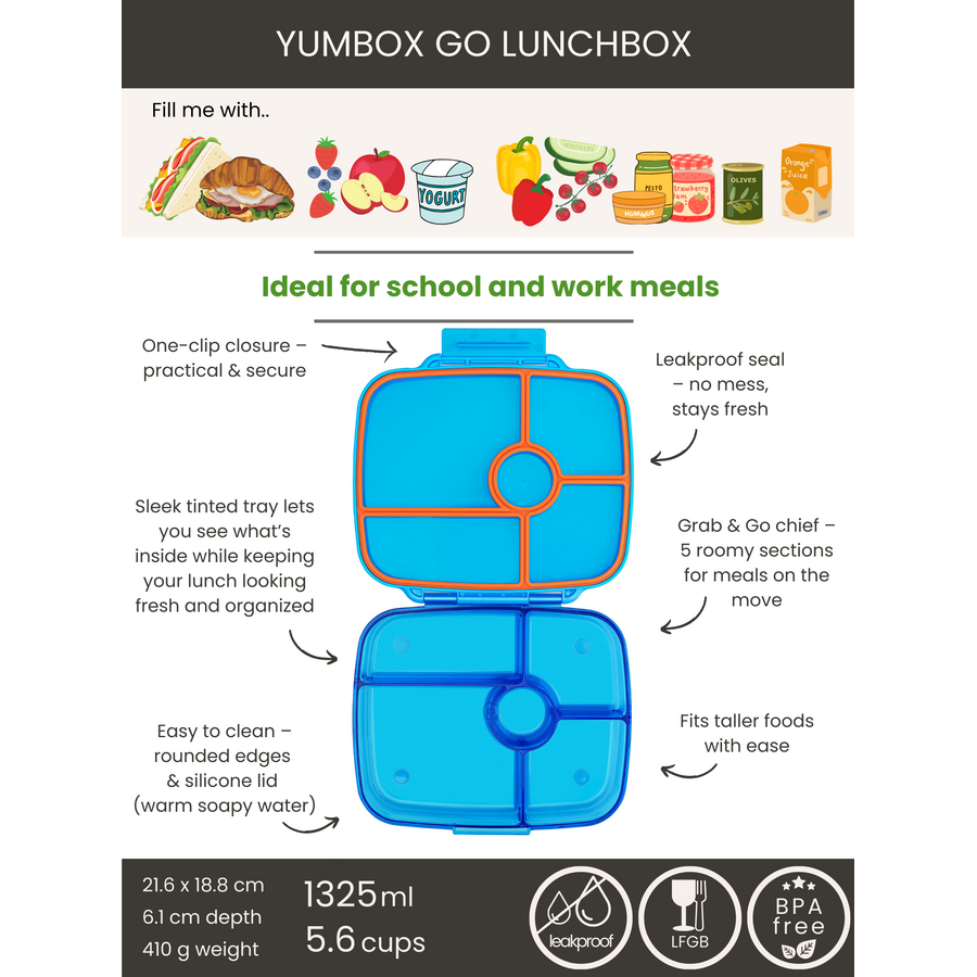 Yumbox Go - broodtrommel met 5 vakken - verschillende kleuren