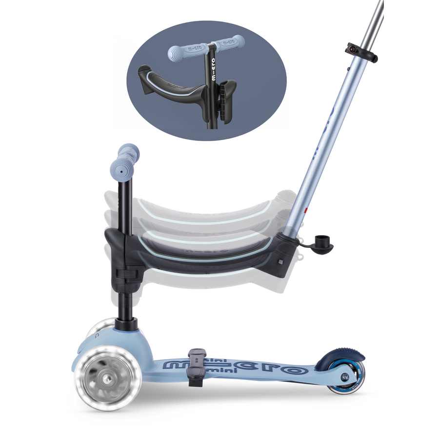 Micro Mini2Grow scooter Deluxe 2.0 LED - 3-wheel children's scooter - 4in1 - Blue