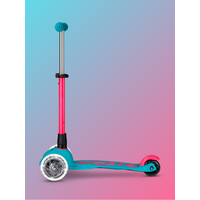 Mini Micro step Deluxe LED quick release- 3-wiel kinderstep - Aqua/Roze Neon