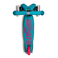 Mini Micro scooter Deluxe LED quick release - 3-wheel children's scooter - Aqua/Pink Neon