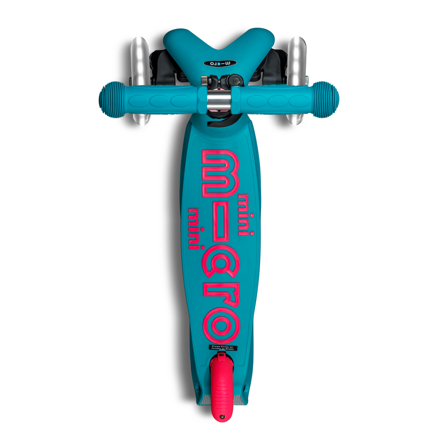 Mini Micro scooter Deluxe LED quick release - 3-wheel children's scooter - Aqua/Pink Neon
