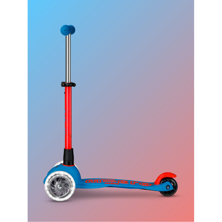 Mini Micro scooter Deluxe LED - 3-wheel children's scooter - Neon Blue/Red